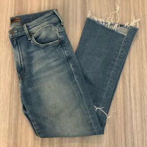 Mother Insider Crop Step Fray Denim Jeans Size 27 Distressed Raw Hem